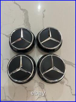 4pcs Mercedes Benz C63s E63s CLS63s AMG 60mm Black Chrome Center Caps Screw On 4pcs Mercedes Benz C63s E63s CLS63s AMG 60mm Black Chrome Center Caps Screw On