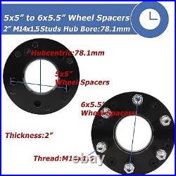 4x 2 5x5 to 6x5.5 Wheel Adapter Spacer for GMC Chevy 5 Lug adapter 6 Lug Wheels