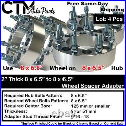 4x 2 Thick 8x6.5(8x165.1mm) Wheel Adapter Spacer Fit Old F250 F350 Ram3500 Van