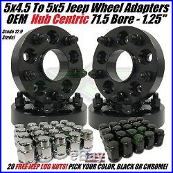 5x4.5 To 5x5 Wheel Adapters Hub Centric 1.25 Inch Adapt Jk Wheel On Tj Yj + Lugs