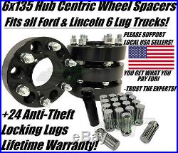 6x135 Wheel Spacers 1.5 Inch Fits Ford F150 Expedition Navigator +24 Spline Lugs