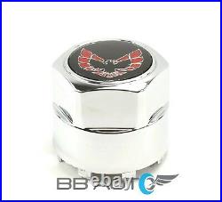 77-81 Firebird Trans Am Snowflake Turbo Aluminum Wheel Center Caps Red Bird New