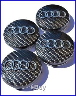 Audi Carbon Fiber Wheel Caps Alloy Centre Hub Badge 60mm 4B0601170 A4 A6 A8 TT