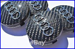 Audi Carbon Fiber Wheel Caps Alloy Centre Hub Badge 60mm 4B0601170 A4 A6 A8 TT