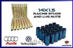 Audi & Volkswagen Racing Stud Conversion 14x1.5 Thread Pitch Blue Lug Nuts