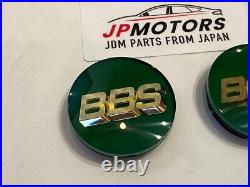 BBS Wheel Center Caps 56mm Genuine Emblem Green Gold 3D Logo 5624164 Set 4pcs