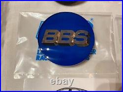 BBS Wheel Center Caps 70mm Genuine Emblem Blue Gold 3D Logo P5624132 Set 4pcs