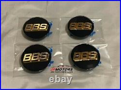 BBS Wheel Center Caps 80mm Genuine Emblem Black Gold 3D Logo 56.24.038Set 4pcs