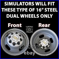 Chevrolet GMC Van 16 Dual Steel Wheel Simulators Dually 8 Lug Rim Liners Covers