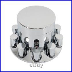 Chrome Flat Top Complete Hub Cover Kit 33mm Lug Nut Wheel Axle Covers Semi Truck Chrome Flat Top Complete Hub Cover Kit 33mm Lug Nut Wheel Axle Covers Semi Truck