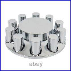 Chrome Flat Top Complete Hub Cover Kit 33mm Lug Nut Wheel Axle Covers Semi Truck Chrome Flat Top Complete Hub Cover Kit 33mm Lug Nut Wheel Axle Covers Semi Truck