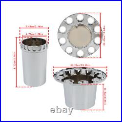 Chrome Flat Top Complete Hub Cover Kit 33mm Lug Nut Wheel Axle Covers Semi Truck Chrome Flat Top Complete Hub Cover Kit 33mm Lug Nut Wheel Axle Covers Semi Truck