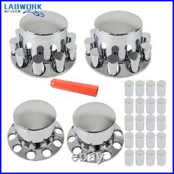 Chrome Hub Cover Kit Semi Truck 33mm Lug Nut Rear Wheel Axle Covers New