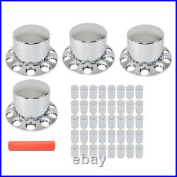 Chrome Hub Cover Kit Semi Truck 33mm Lug Nut Rear Wheel Axle Covers New