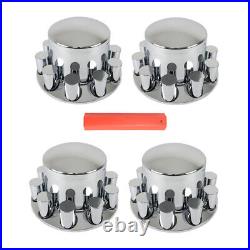 Chrome Hub Cover Kit Semi Truck 33mm Lug Nut Rear Wheel Axle Covers New