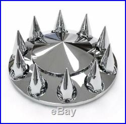Chrome Semi Truck Front & Rear Axle Cover SET with POINTED Hub Cap 33mm Lug Nuts