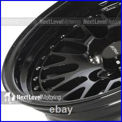 Circuit CP21 15×8 4-100 +25 Full Gloss Black Wheels Fits Honda Civic EK EG Mesh