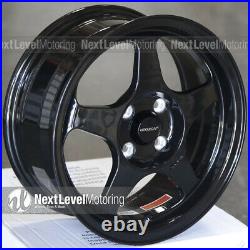 Circuit CP22 15x6.5 4-100 +35 Gloss Black Wheels Fits Honda Civic EG EK Spoon