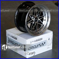 Circuit CP24 15x8 4-100 +25 Gloss Black Machined Wheels Fits Honda Civic EK EG