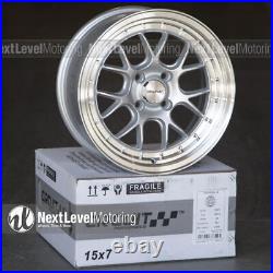 Circuit CP27 15x7 4-100 +35 Silver Wheels Rims Fits Mazda Miata MX5 BMW E30