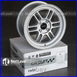 Circuit CP37 15x7 4-100 +28 Silver Wheels RPF1 Style Fits Acura Integra DC2 GSR