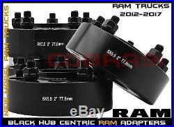Complete Set OF 2012-2017 Ram 1500 2 Black Hub Centric Wheel Spacers Adapters
