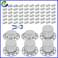 Cylinder Nut Cover Kit 33mm Chrome Flat Top Lug Nug Axle Covers For Semi Truck