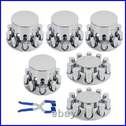 Cylinder Nut Cover Kit 33mm Chrome Flat Top Lug Nug Axle Covers For Semi Truck