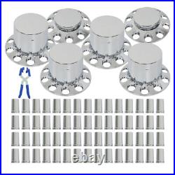 Cylinder Nut Cover Kit 33mm Chrome Flat Top Lug Nug Axle Covers For Semi Truck