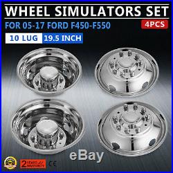 For FORD F450 F550 19.5 05-19 10 LUG Stainless Dually Wheel Simulators BOLT ON