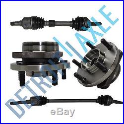 Front Driver and Passenger CV Axle Shafts + 2 Wheel Hub Bearings FWD