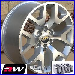 GMC Sierra OE Factory Replica Wheels Silver Machined Chevy Rims 20 inch Lug Nuts