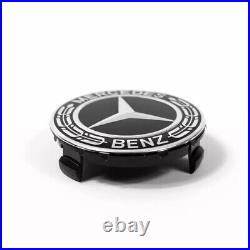 MERCEDES BENZ SET OF 4 Classic Black 75MM Wheel Rims Center Hub Caps AMG Wreath MERCEDES BENZ SET OF 4 Classic Black 75MM Wheel Rims Center Hub Caps AMG Wreath