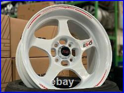 NEW 15x8J EVO Regamaster design WHITE wheel (set of 4) 4x100 Honda Toyota Kia