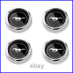NEW SET OF 4 Mustang Magnum 500 Wheel Center Caps Black Silver Horse 1965-1973