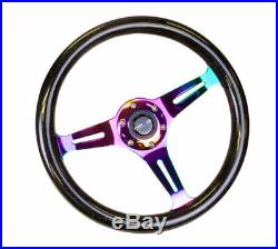 NRG Classic Wood Grain Steering Wheel 350mm Black Sparkle Galaxy Color Neochrome