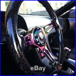 NRG Classic Wood Grain Steering Wheel 350mm Black Sparkle Galaxy Color Neochrome