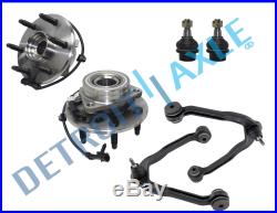New 6pc Front Upper Control Arms & Ball Joint + Wheel Hubs & Bearings 6-Bolt 4x4