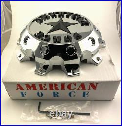 New American Force 10 Lug Dually Front Wheel Center Cap Chrome with Screws AFX320