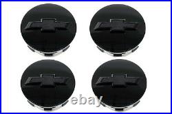 OEM NEW Wheel Center Caps Set of 4 Gloss Black withBowtie 14-19 Chevrolet 23480948