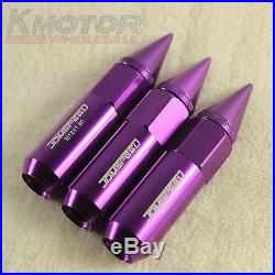 Purple 20PC M12X1.5 Cap Spiked Extended Tuner 60mm Aluminum Wheels Rims Lug Nuts