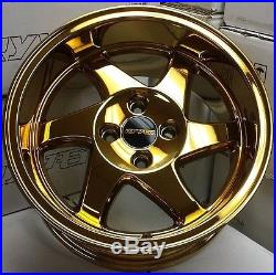 Ryver Sawblades 15x8 +20 4x100 24k Gold Set Of 4 Rim/wheels