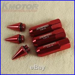 Red 20PCS M12X1.5 Cap Spiked Extended Tuner 60mm Aluminum Wheels Rims Lug Nuts