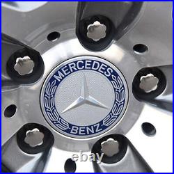 SET OF 4 Mercedes-Benz 75MM Classic Dark Blue Wheel Center Hub Caps AMG Wreath