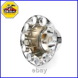 Semi Truck Chrome Rear Wheel Axle Cover Hub Cap 33mm Thread-On Lug Nuts Set of 4