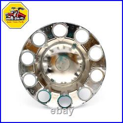 Semi Truck Chrome Rear Wheel Axle Cover Hub Cap 33mm Thread-On Lug Nuts Set of 4