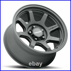 Set 4 17 Vision Off-Road 351 Flow Satin Black Wheels 17x9 6x5.5 -12mm with Lugs