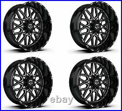 Set 4 24 TIS 548BM 24x12 8x6.5 Gloss Black with Milled Accents Wheels -44mm Rims