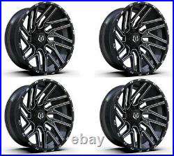 Set 4 24 TIS 554BM 24x12 8x170 Gloss Black with Milled Accents Wheels -44mm Rims