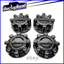 Set Of 4 Gloss Black Center Wheel Hub Caps For 17-23 Ford F-250 F-350 Super Duty
